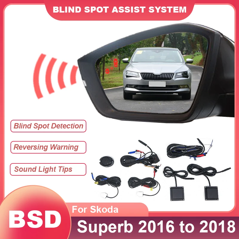 รถ BSD BSM BSA ด้านหลังกระจก Blind Spot Detection เปลี่ยน Lane Aided ALARM SENSOR สําหรับ Skoda Superb 2016 ถึง 2018 สมาร์ทรถระบบ