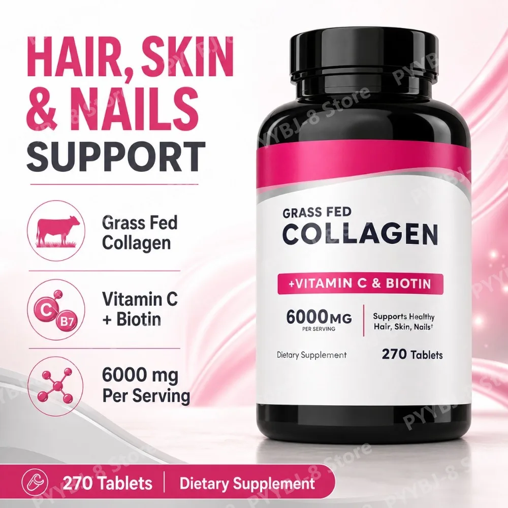 Collagen Tablets 6000mg with Vitamin C and Biotin, Hair Skin Nails Beauty Support Dietary Supplement, 270 Tablets