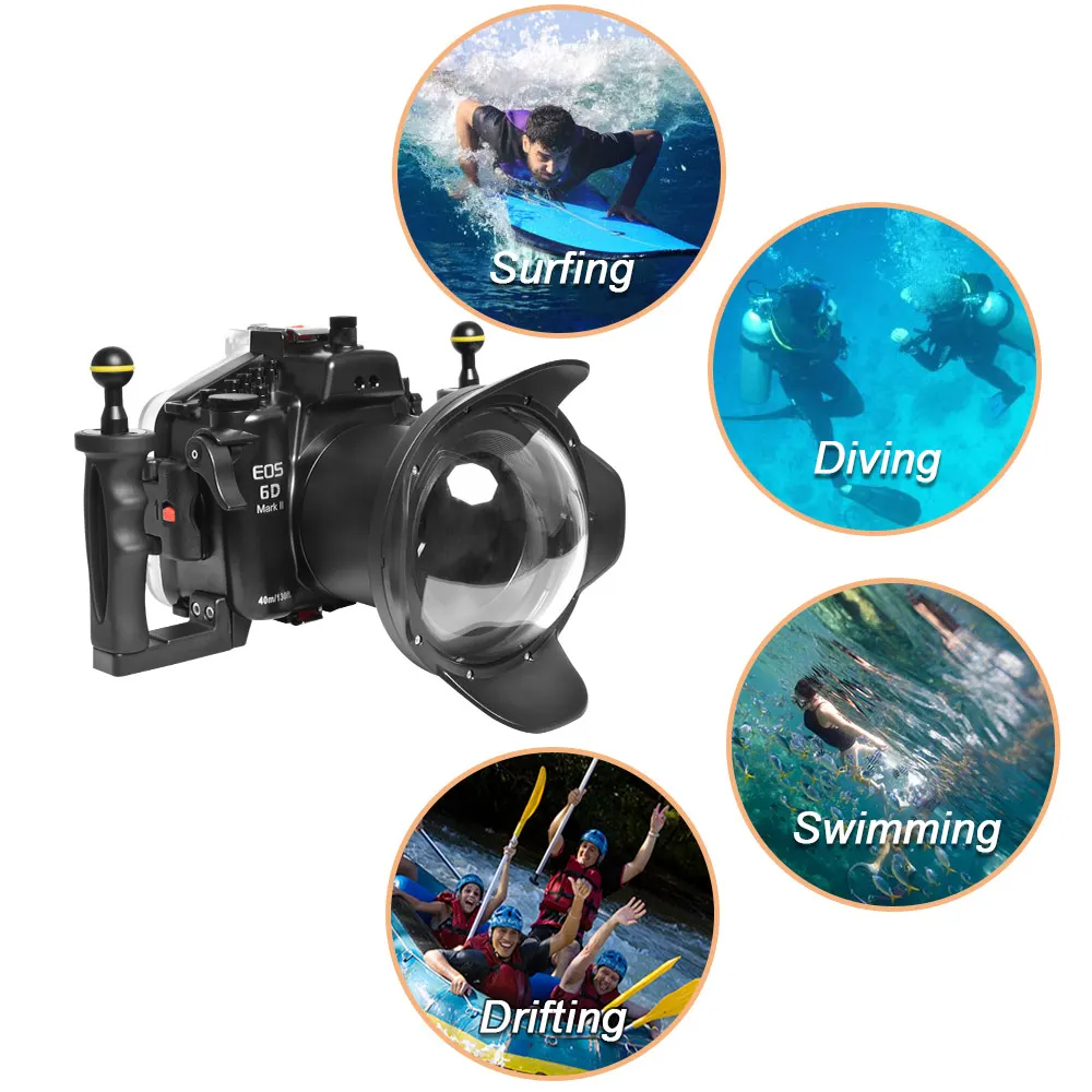 Seafrogs Waterproof Camera Case For Canon 6D Mark II  Professional Scuba Diving Camera Protective Cover