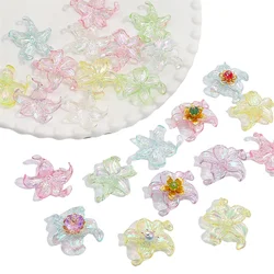 4pcs 30x30mm Acrylic Colorful Five Petal Flower Beads Charms for Earring Necklace Bracelet DIY Jewelry Craft Making Accessories