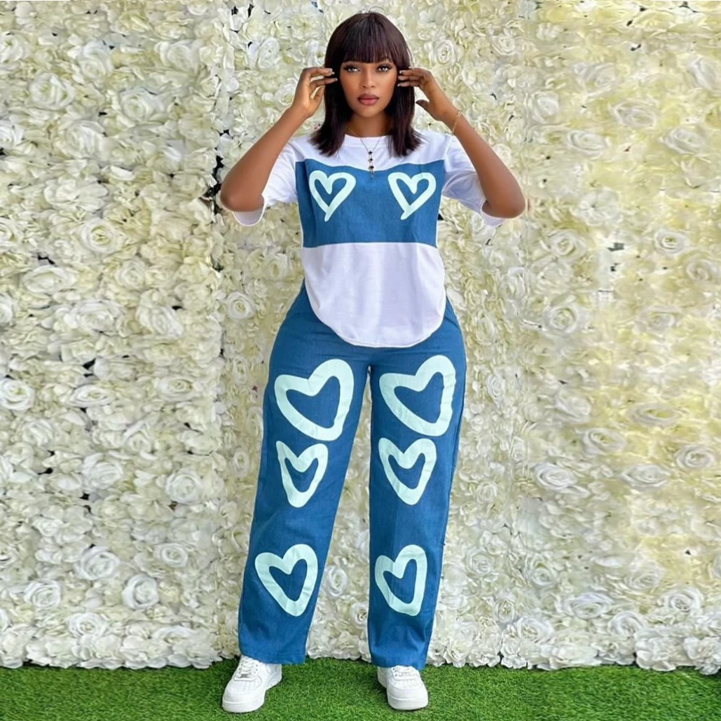 2 Piece Women Sets 2024 New Arrival Aummer Summer Matching Sets Letter Print Two Pieces Sets Top Pants Suits Outfits Clothing