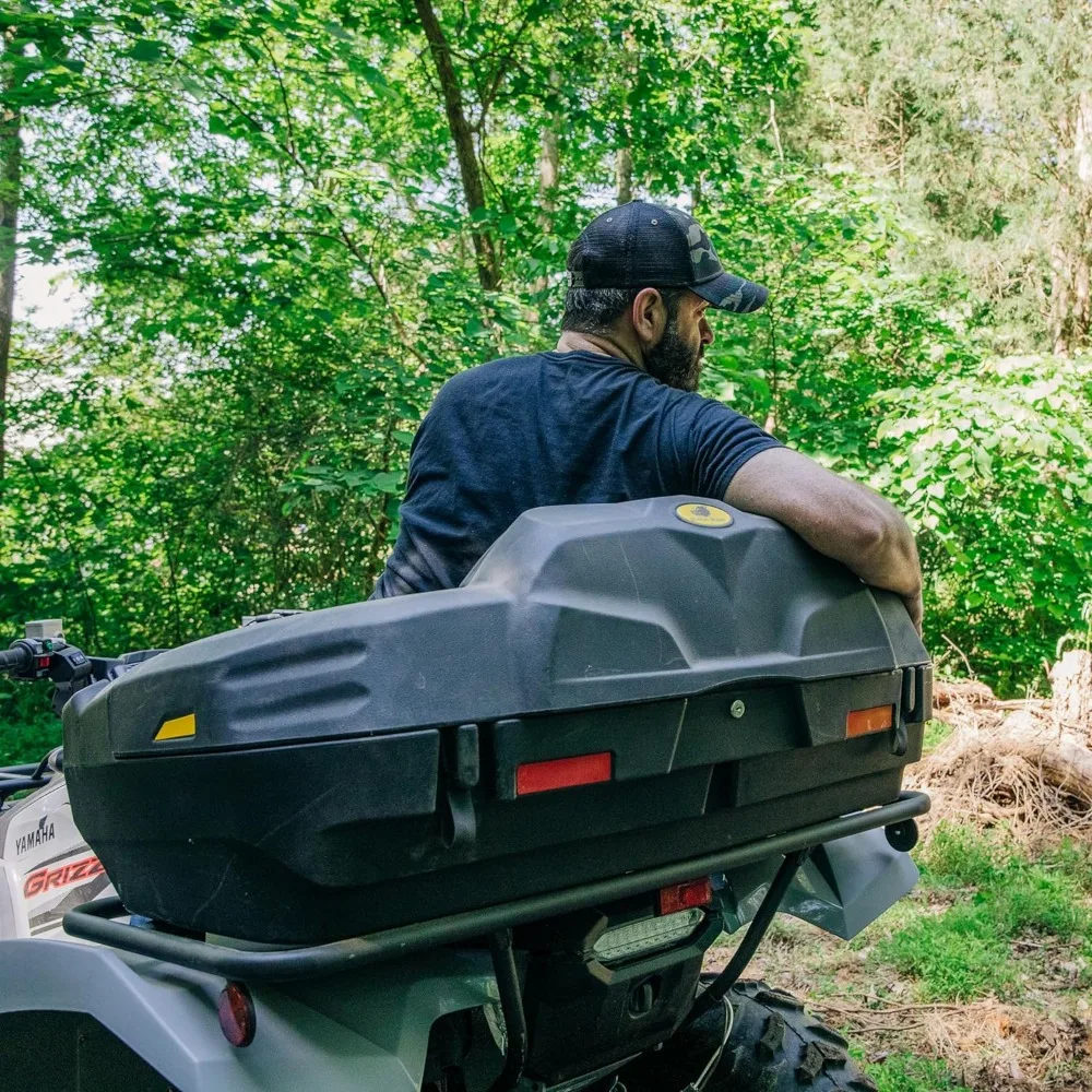 Camco Black Boar UTV/ATV Rear Storage Box and Lounger, Compatible w/Most Tubular Racks (66010)