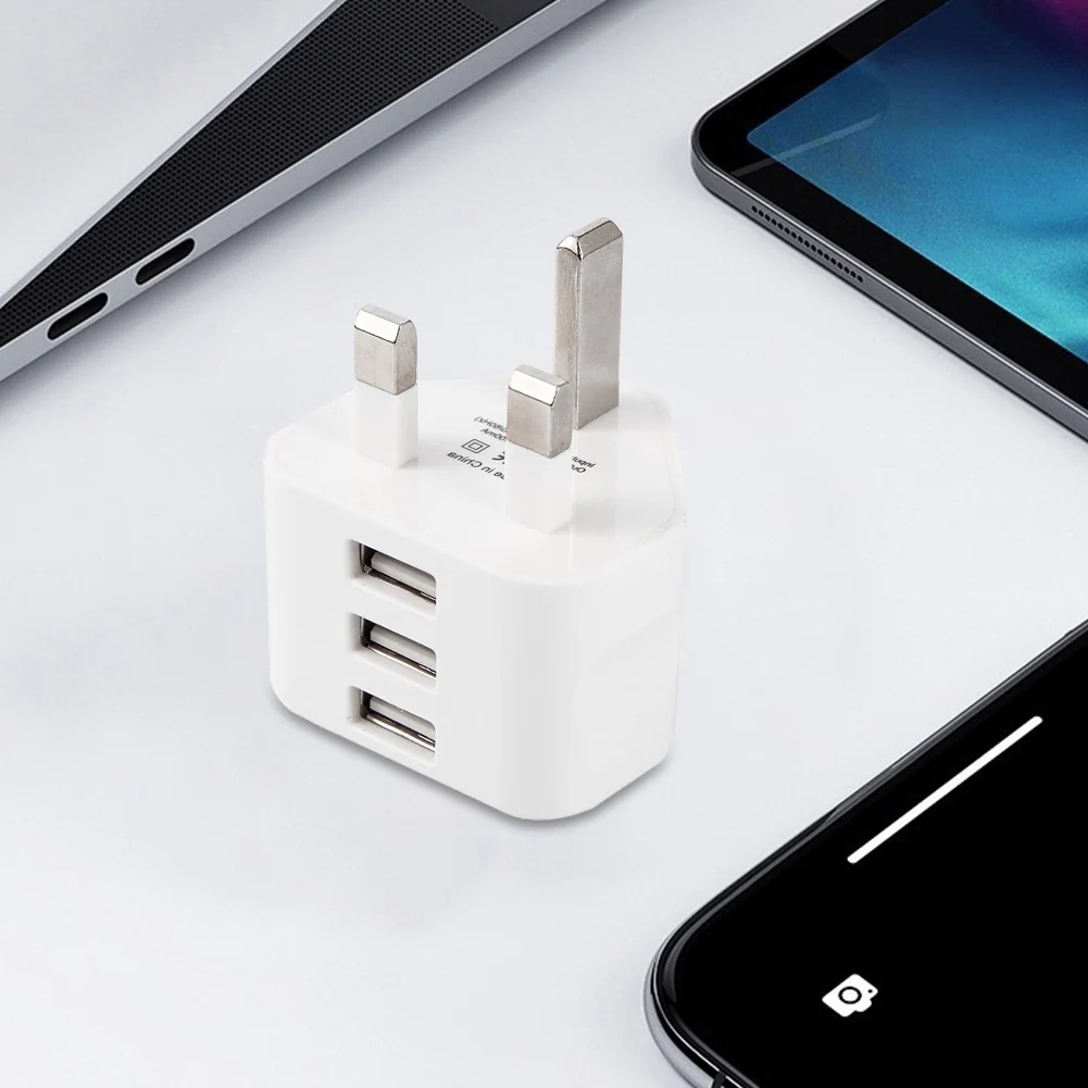 1/2/3 USB Ports USB Power Adapter Universal 3 Pin USB Charger 5V 3.1A 2A 1A UK Plug for Iphone/Samsung/Huawei Charging Charger