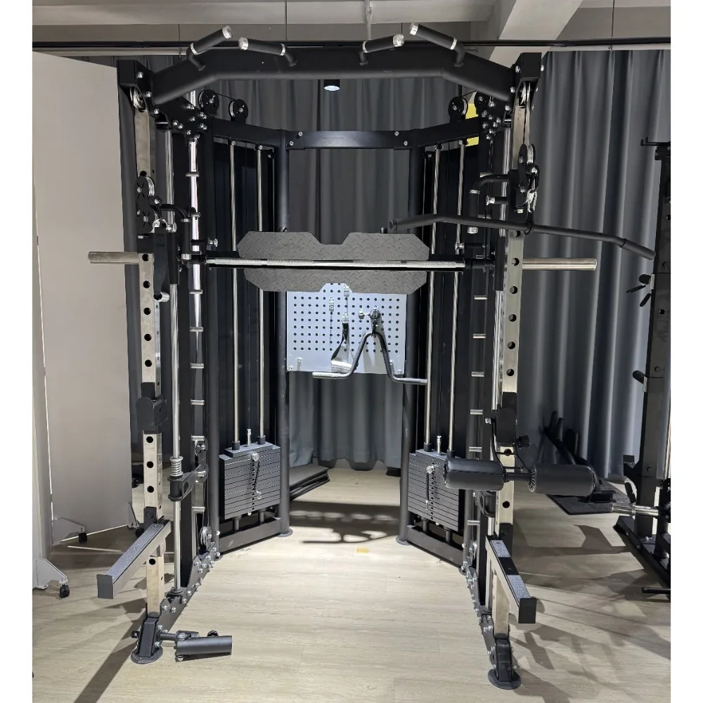 Multi Functional Commercial Smith Machine Iron 400kg Capacity Gym Fitness Equipment