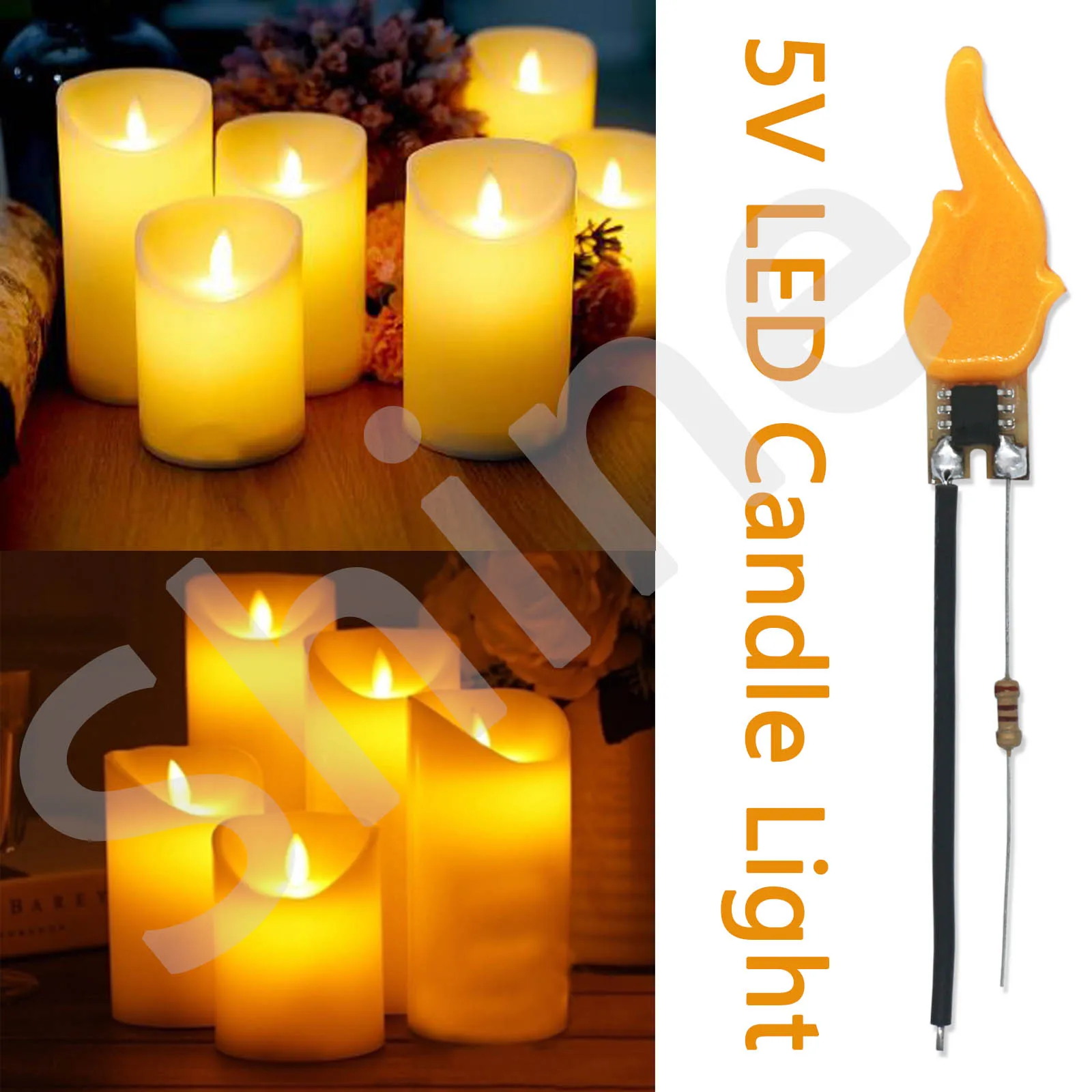 DC5V 20mA LED Welded Candle Lamp Creative Flame Filament LED Edison Light Bulb Camping Party Decoration Lighting Accessories DIY