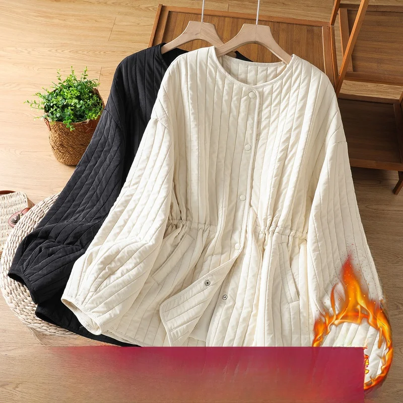 

Loose Casual Cotton Jaet Women's Large Version Light Thin round Ne Materni Outerwear New Sle Comfortable Cotton Coat