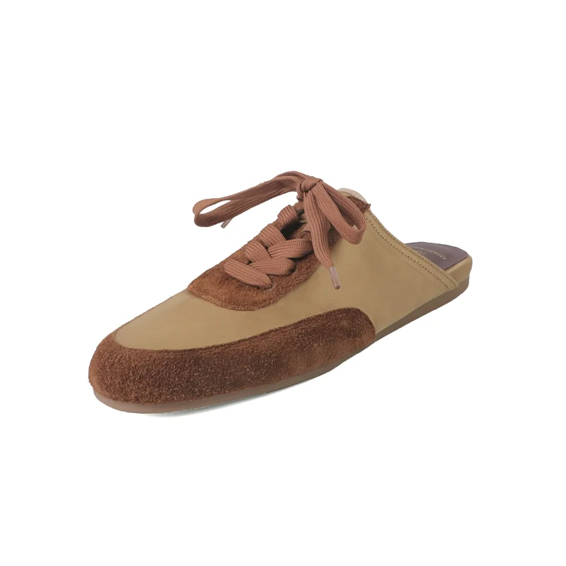 Women Sneakers Sports Flats Girls Half Slippers Spring Autumn Patchwork Casual Women's Lace-Up Mulit Color Mules Flat Heeled