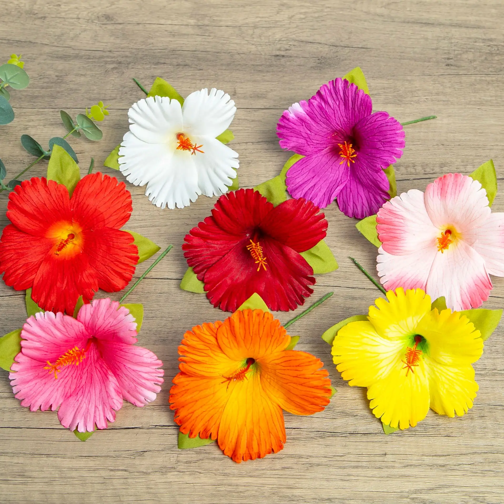 10 Pcs Vintage Hibiscus Hairpin Set Tahiti Islands Style Family Party Wedding Bridal Event Hawaii Holiday Artificial Flower