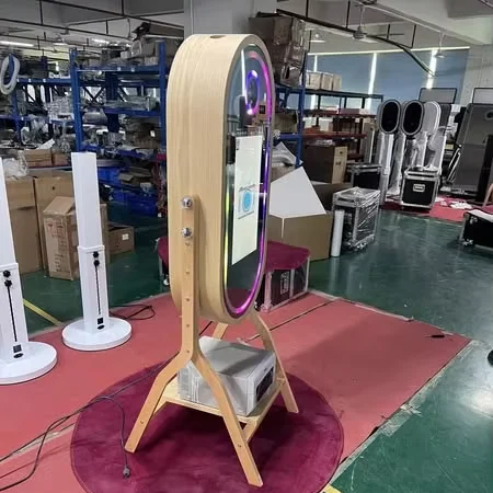 Classic Wooden Oval Magic Mirror Photo Booth With SLR/Camera Compatibility Self-Service Print Wi-Fi Enabled For Weddings Parties