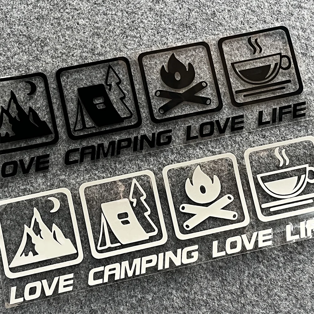 Motorcycle Sticker LOVE CAMPING LOVE LIVE Decorative Reflection Glass Window Promotion Coffee Cart Camping Car Picnic Logo MOTO