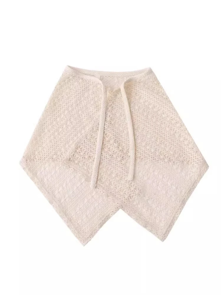 

Fairycore Вязание крючком с кружевным подолом цвета слоновой кости Y2k Цельный асимметричный шнурок - Woodland Vintage Sweet 2025 Layering