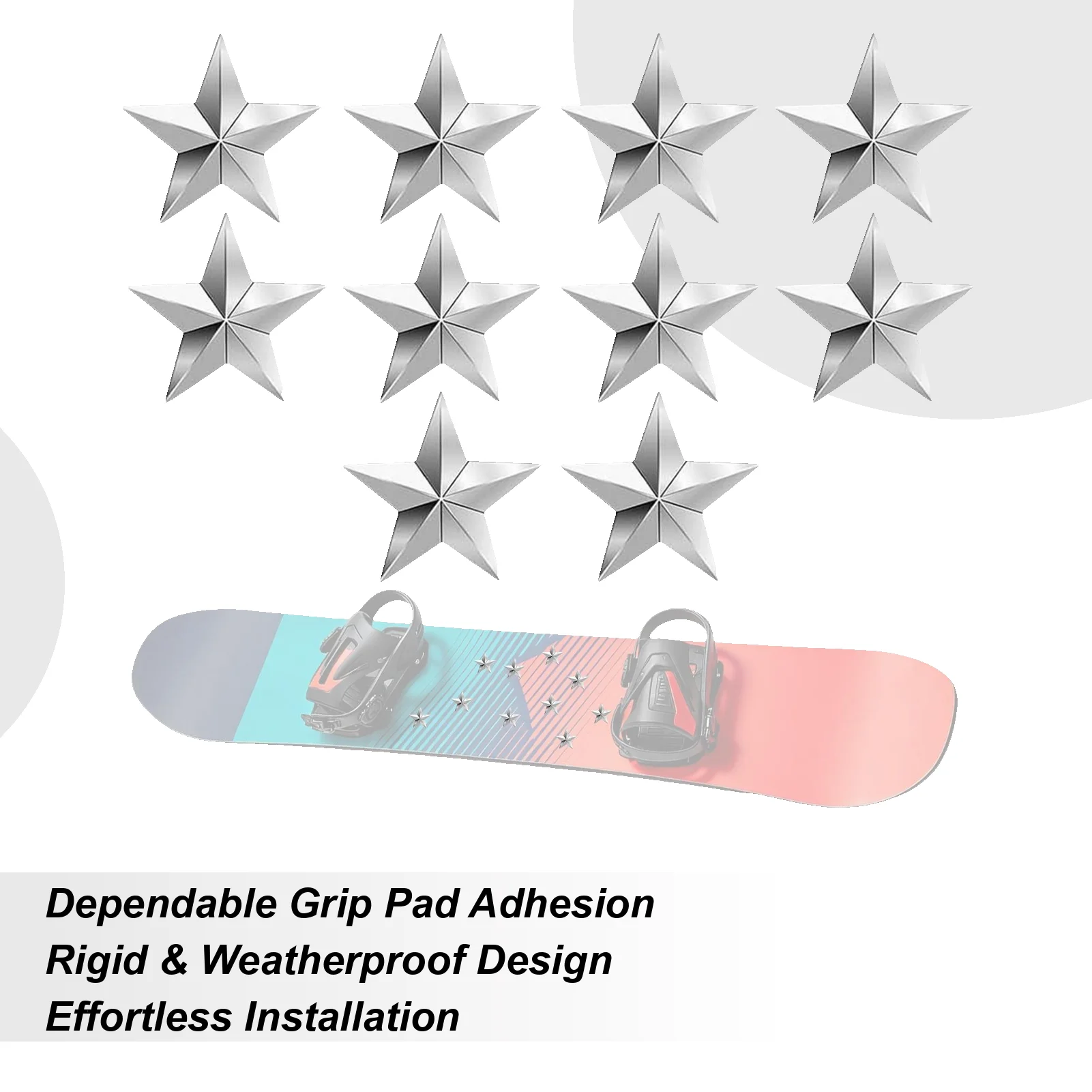 

10PCS Non-Slip Snowboard Stomp Pad, Triangular Pentagram Grip for Enhanced Control for Men Women Beginners Pros
