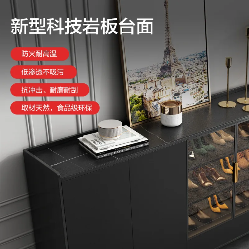 Entry entrance Light luxury minimalist solid wood integrated household storage foyer partition decorative cabinet