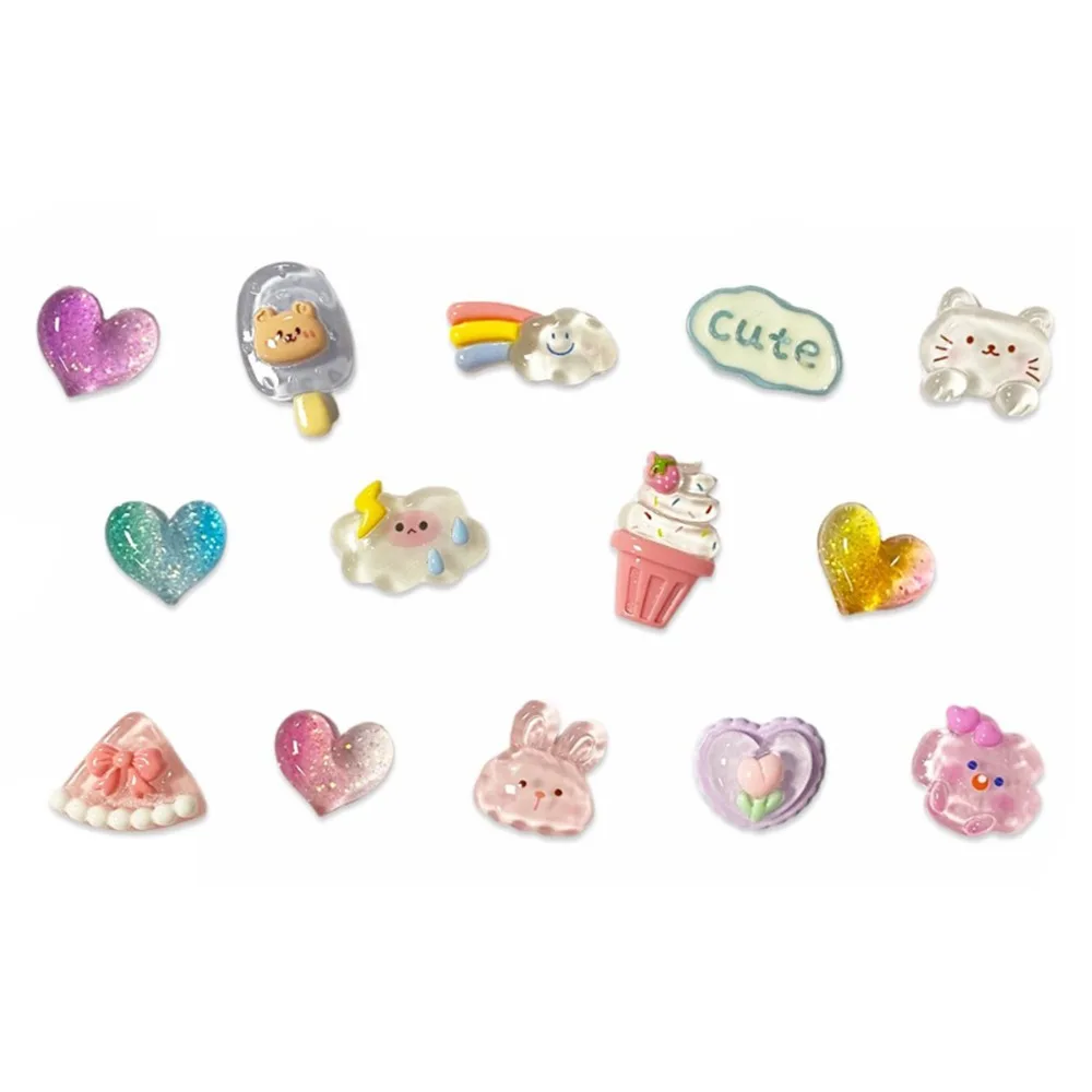 

10/18Pcs/Set Transparent Floral Shoe Buckles Cute Rainbow Bear Starfish Shells Shoe Charms Handmade Detachable