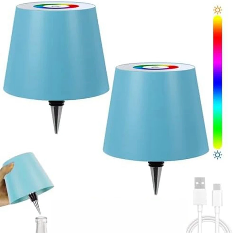 

2PCS Wireless Bottle Lamp RGB Modes & 3 Color Stepless Dimming Bottle Lamp Shade For Parties Bars Restaurants