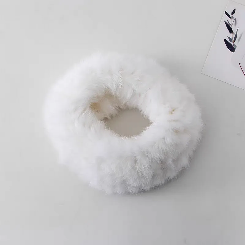 Autumn Winter Women Men Imitation Rabbit Fur Headband Elastic Hair Band for Ladies Warm Empty Top Plush Hat Hair Accessoriess