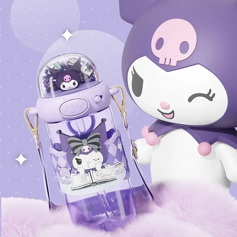 

Герметичная чашка Sanrio Kuromi/Hello Kitty/соломенная чашка, портативная спортивная космическая чашка для спорта на открытом воздухе, бутылка для воды, подарок на вечеринку