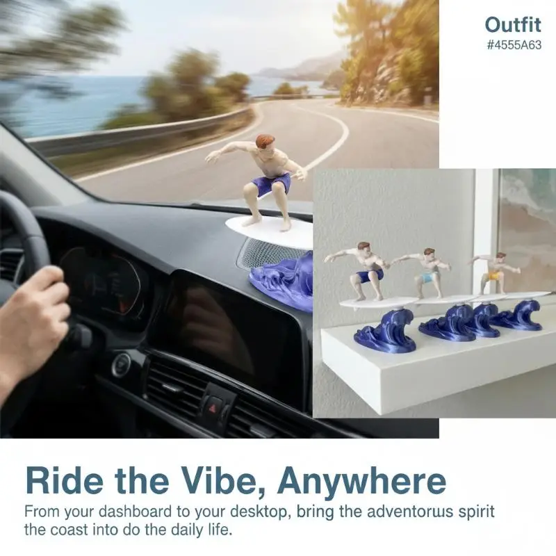 Drift Surfing Muscular Man Car Dashboard Decor Creative Ornament for Sporty Car Interiors Unique Gift for Drivers