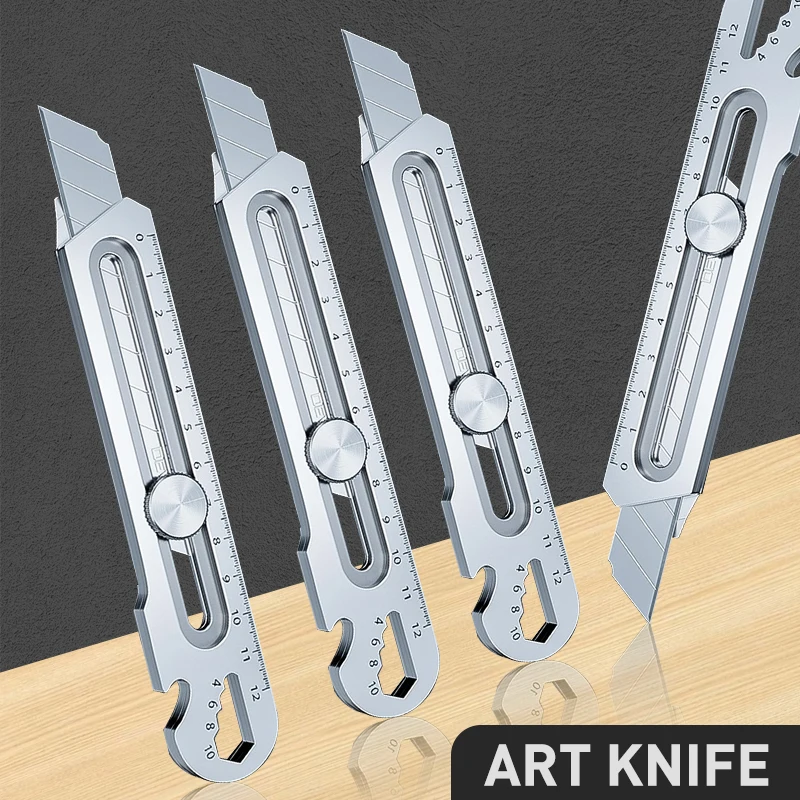 New Stainless Steel Utility Knife Steel Wallpaper Knife Holder Durable Sturdy Fast Cutting Manual Lock For Comfortable Grip