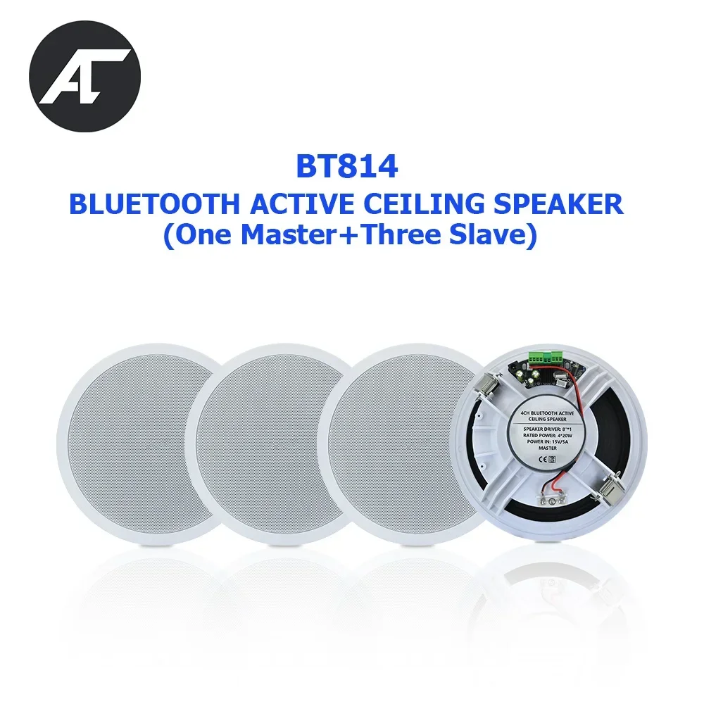 Bluetooth Ceiling Speaker 8 inch Active Stereo Loudspeaker Built-in Class D Amplifier Home Theater Audio Music System for Hotel