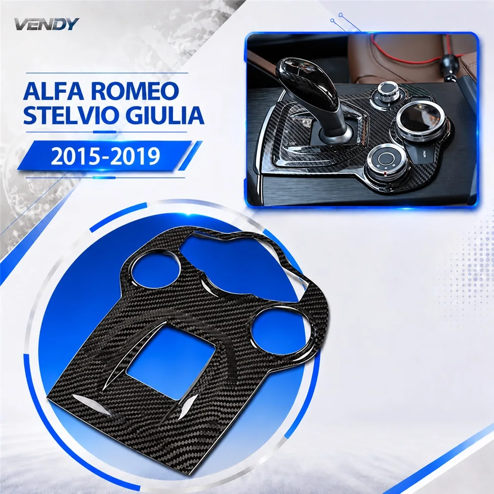 Real Carbon Fiber For Alfa Romeo Stelvio Giulia 2015-2019 Gear Shift Panel Full Wrap Cover Trim Modified Parts Accessories