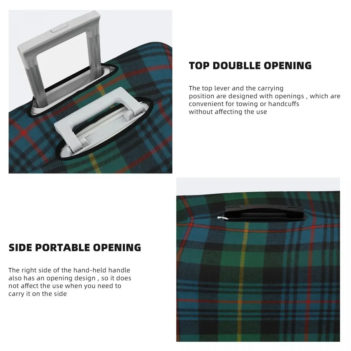 Fashion Green Tartan Plaid Suitcase Cover Dust Proof Gingham Luggage Covers Protector for 18-32 inch