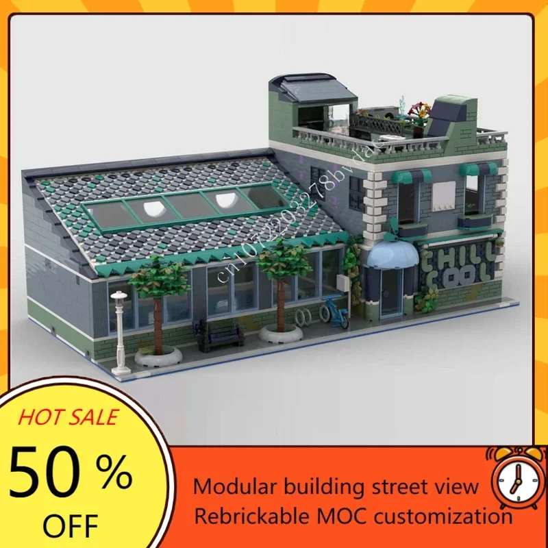 

3967PCS Chiil&Cool Municipal swimming pool Modular MOC Creative street view Custom Puzzle DIY Education Birthday Model Toy Gift