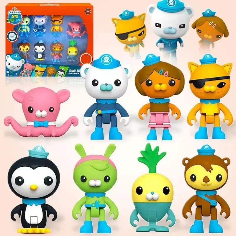 Figurines Octonauts en PVC pour Enfant, Mini Jouets, Barnacles, Peso, Souverain, Azii, Tweak, Vegimal, Dashi, Modèles Animaux, Cadeaux de Noël, 8 Pièces