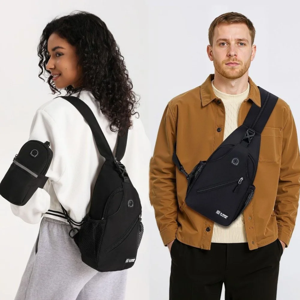 

Multifunctional Men's Chest Bag Lightweight Solid Color Shoulder Crossbody Bag Phone Bag with Packet Sports Backpack Travel