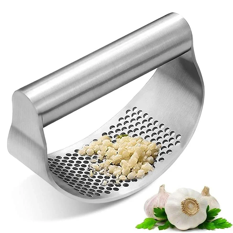 Multi-function Manual Garlic Press Curved Garlic Grinding Slicer Chopper Stainless Steel Garlic Presses Cooking Gadgets Tool