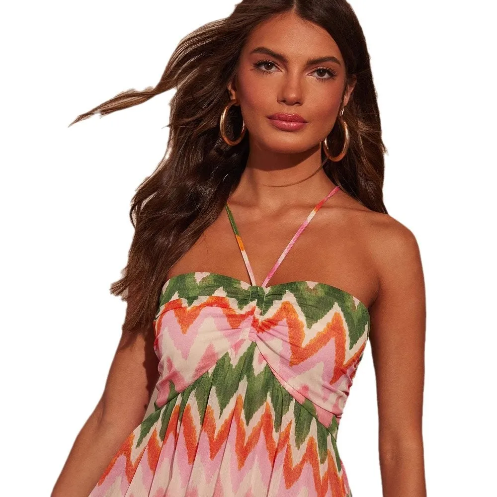 Badpak Cover Up Vrouwen Bad Beachwear Badmode Pareo Praia 2025 Lente en zomer Splicing Kleur Sexy Band Rok Jurk