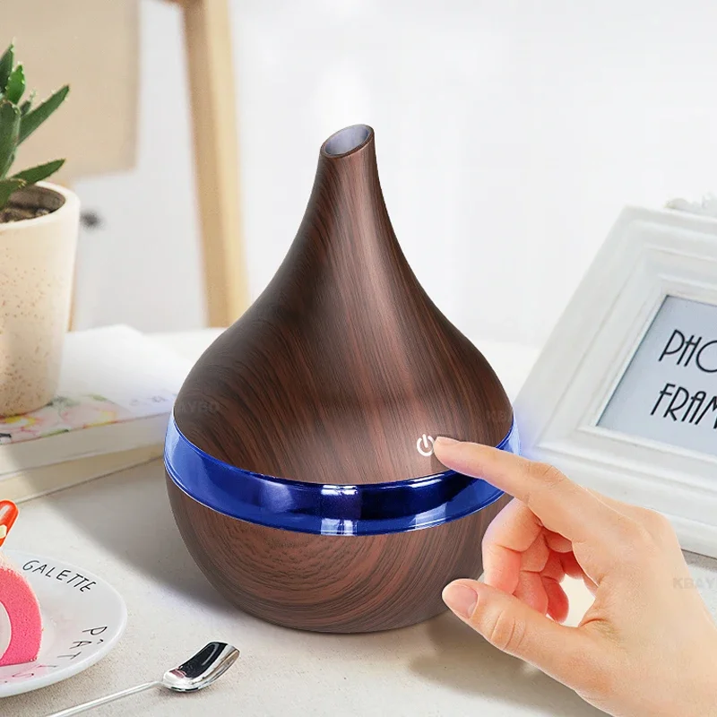 300ml USB Ultrasonic Air Humidifier Electric Aroma Diffuser Wood Essential Oil Aromatherapy Cool Mist Maker Home Diffusers Smell