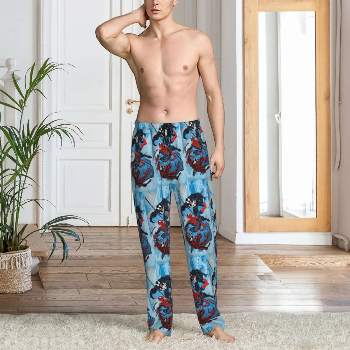 Custom Printed Venom Pajama Pants Men Aggressive Sleep Sleepwear Bottoms with Pockets