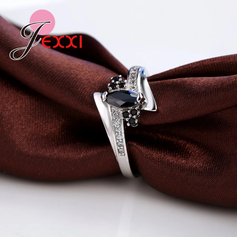 Brand New Design Four Colors Real 925 Sterling Silver Fashion CZ Crystal Engagement Rings For Women Party Ring Jewelry
