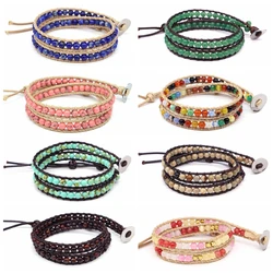 Bohemian Bracelets Handmade Braided 4MM Multilayer Wrap 2 Strands Multilayer Wrap Healing Crystal Chakra Bracelet Luxury Jewelry