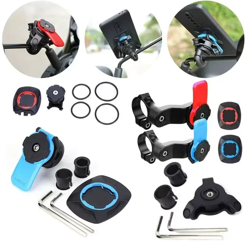 Motorcycle Bike Phone Holder Shock Absorber Quad Lock MTB Handlebar Phone Stand 360° Rotatable GPS Navigation Support Bracket