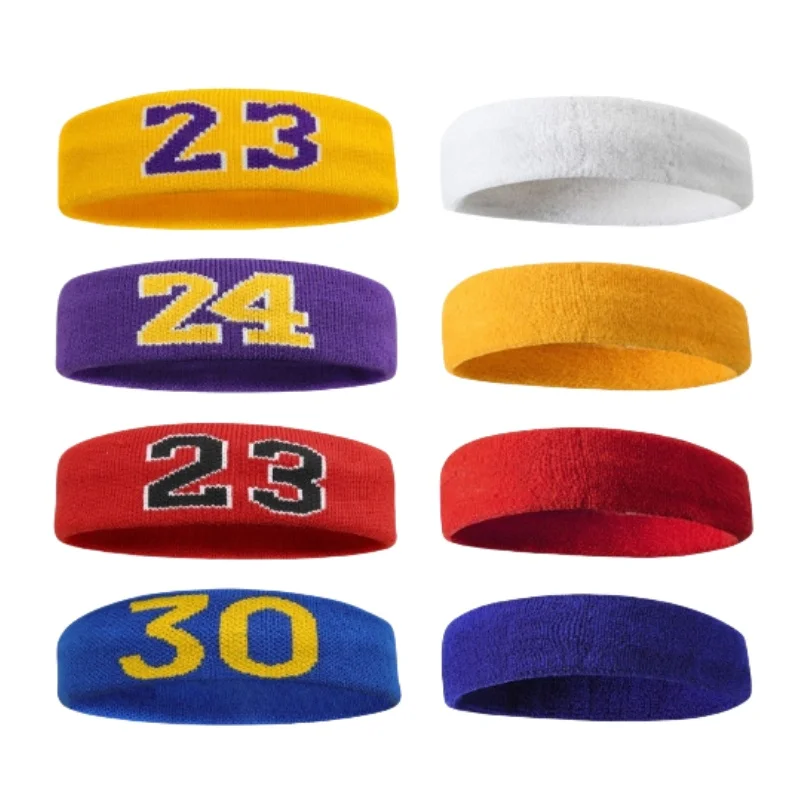 Cotton Athletic Headband Number 24 Elastic Sweatband Protection Basketball Tennis Sport Adult Kids Gym Fitness Sweat Hair Band