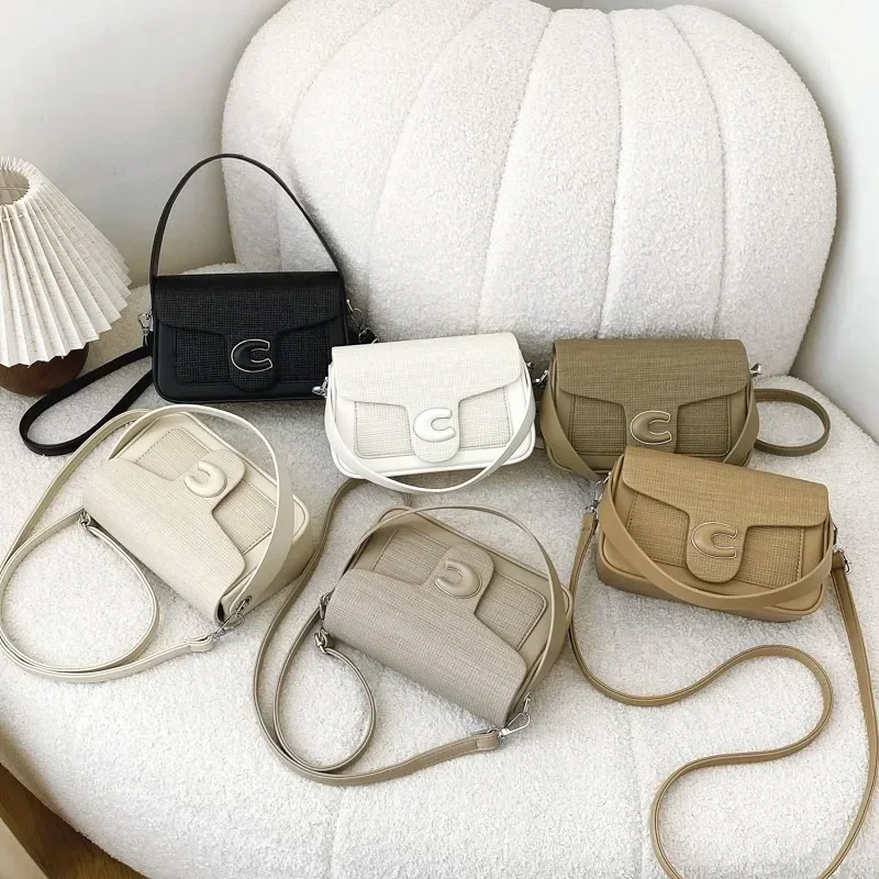 

Fashionable new women's commuting crossbody bag high-end leather retro design minimalist large capacity handbag with letter logo