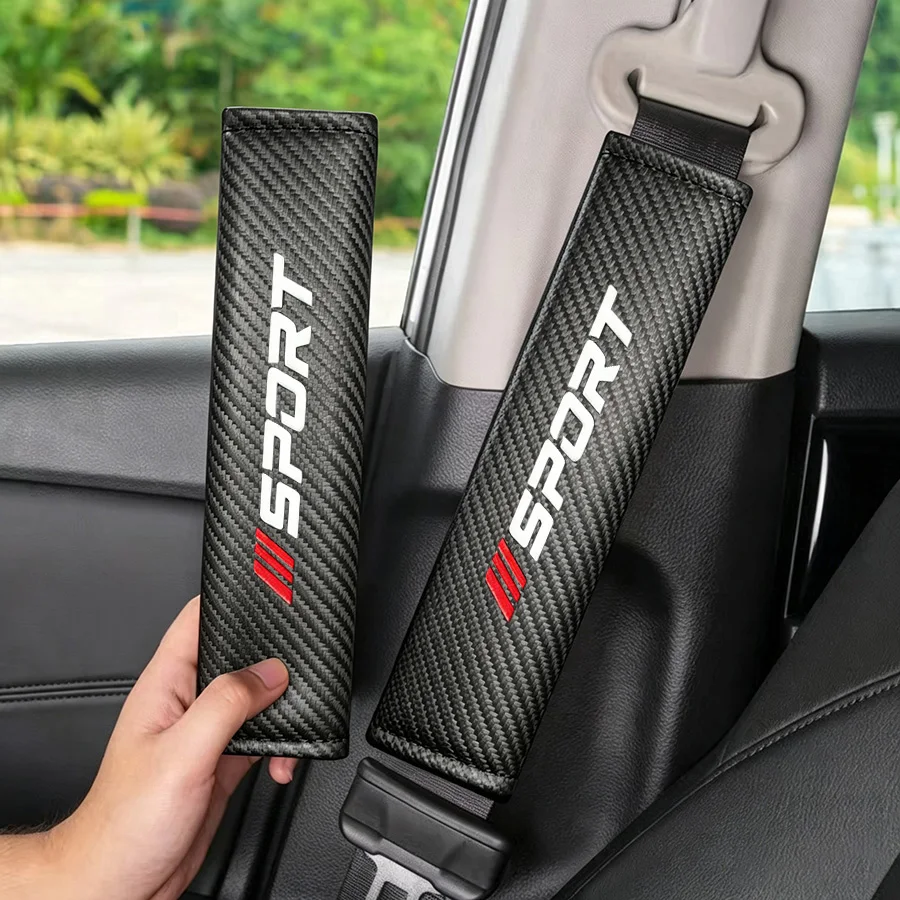 2PC Carbon Fiber Texture PU Leather Shoulder Protector Covers for Safety Belts Comfort And Style