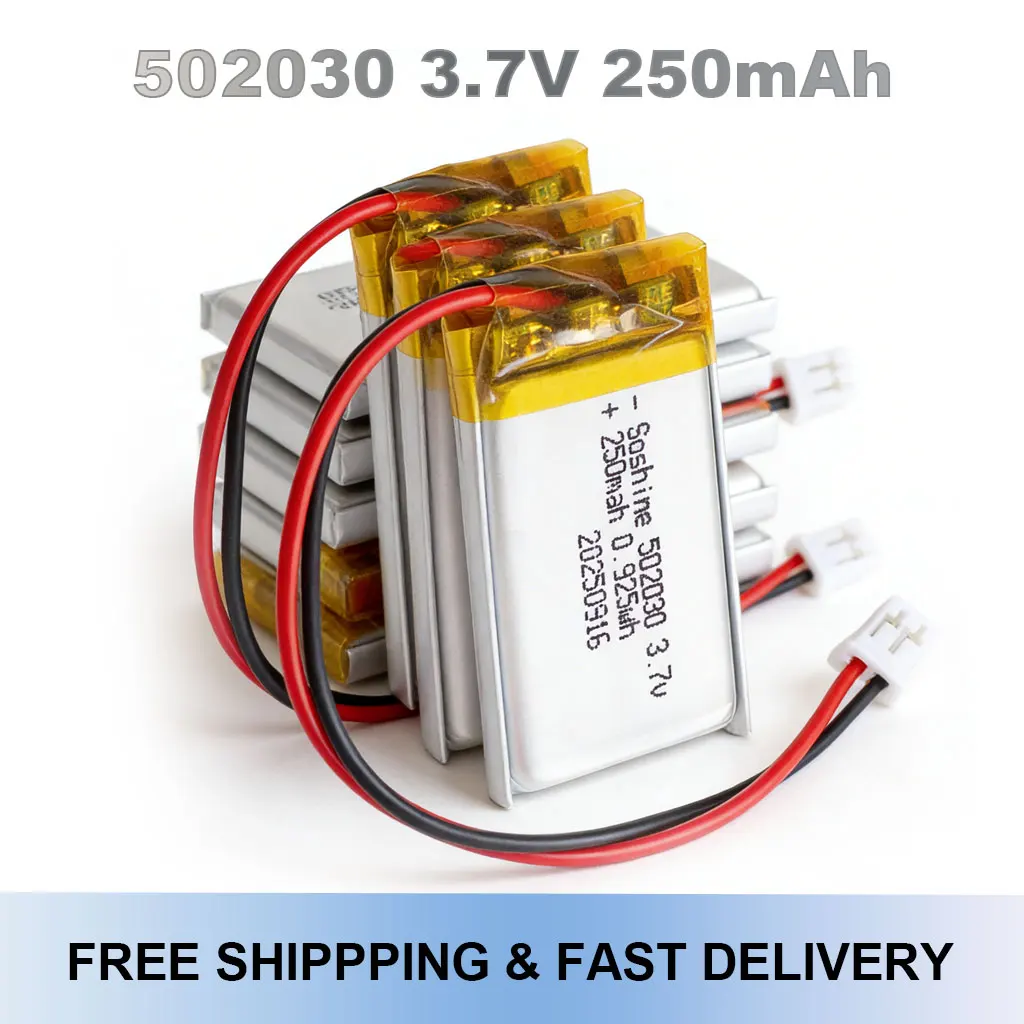 

3.7V 502030 250mAh Lithium Polymer Lipo Rechargeable Battery for Wireless Bluetooth Headset Toy Smart Watch LED Lights