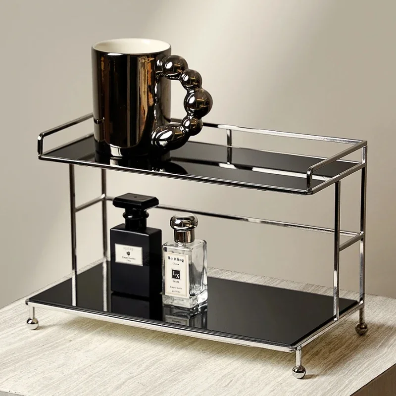

Black Acrylic Coffee Cup Storage Rack Multi-Layer Cosmetics Organizer Desktop Figurine Display Cabinet