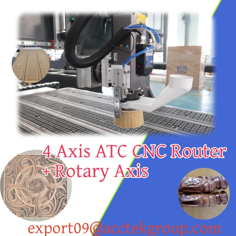 4 Axis CNC Wood Router Machine 2D 3D Woodworking Milling Tools Alunimun Engraver Auto Carving Euqipment with 9KW Spindle
