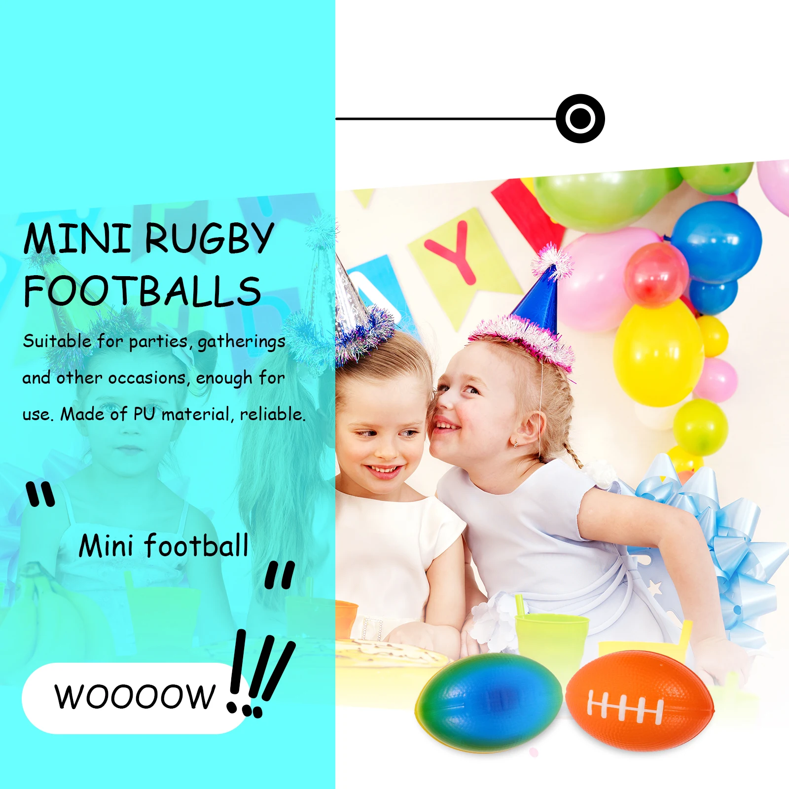 

6pcs Mini Rugby Football Decorations PU Material Party Supplies Birthday Baby Shower Goodie Bags Toys Lightweight Compact