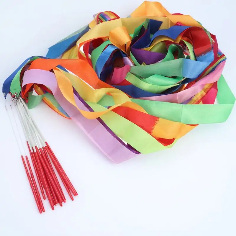 14Pcs Colorful Gymnastics Ribbon Rhythmic Dancing Streamers Ideal for Kids Dance Twirling Training Exercise Color Guard Marching