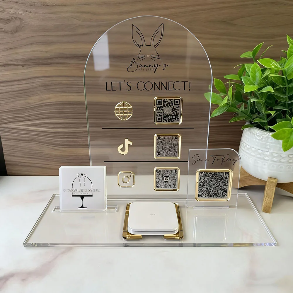 Personalized Leave a Review QR Code Sign Google Review Mini QR Display Sign QR Social Media Sign Payment Method Acrylic Plaque