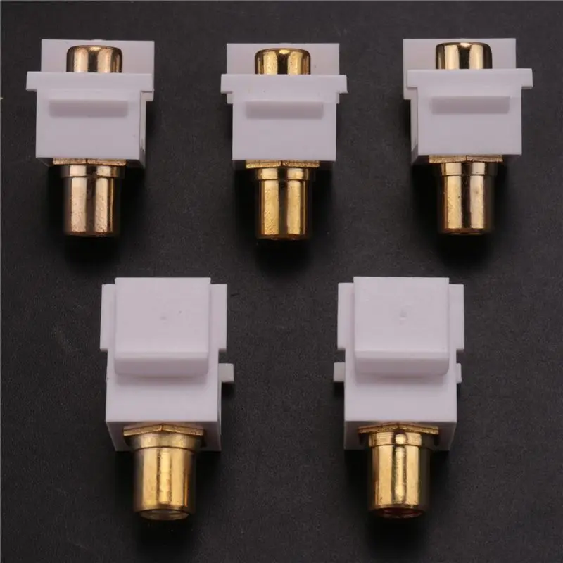 T20C 5-Pack Jack Insert Connector Socket Female Snap in Adapter Port Inline Coupler for Wall Plate