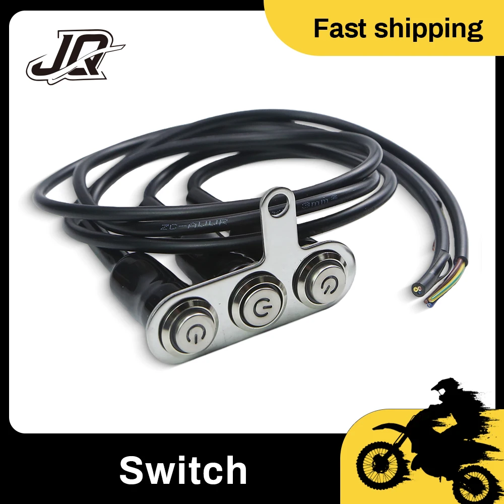 

Motorcycle Stainless Steel 3 Hole Switch Metal Power Indicator For Headlight Horn Turn Signal
