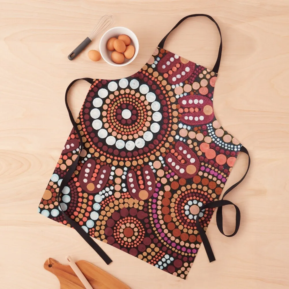 

Australian Aboriginal Art Red Pattern Family Gathering Apron kitchen clothes Kitchens For Men Apron