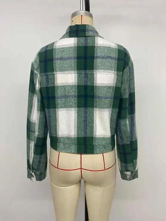 

New Fashion Women's Coat Female Clothing Autumn & Winter Casual Retro Style Loose Lapel Plaid Shirt for Women