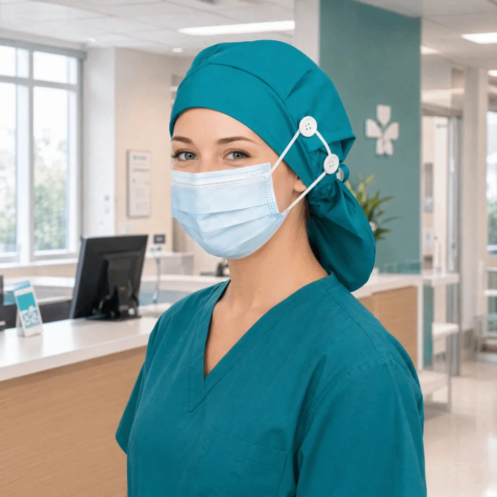 Extra Large Scrub Cap Matte Fabric Oversized Ponytail Holder Cap Comfortable Elastic Satin Lining Surgical Hat For Nurse